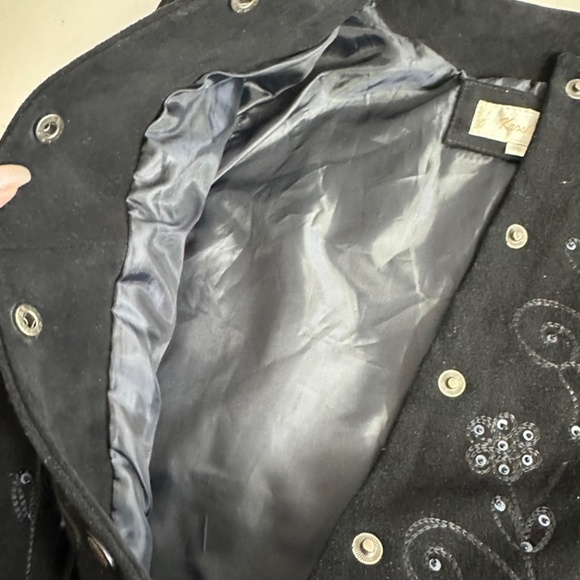 Vintage Embroidered Grunge Preppy Boho Chic Floral Genuine Leather Jacket Small - Picture 8 of 16